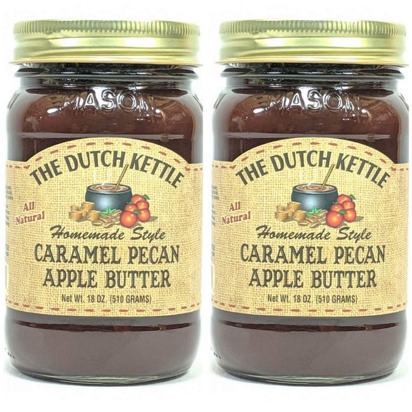 The Dutch Kettle Amish Homemade Style Caramel Pecan Apple Butter 2 - 18 Oz Reusable Jars