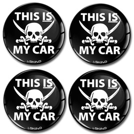 SkinoEu® 4 x 60mm DOMED 3D WHEEL RIMS CENTER STICKERS FOR CENTRE HUB TRIM CAPS THIS IS MY CAR SKULL AUTO MOTO CAR LOGO BADGE A 5360 Z*