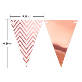 Dusenly Vintage Triangle Flags Gold Glitter Pennant Bunting Banner and Tissue Paper Tassels Garland Set for Wedding, Bridal Shower and Birthday Party Decorations Supplies (Gold)