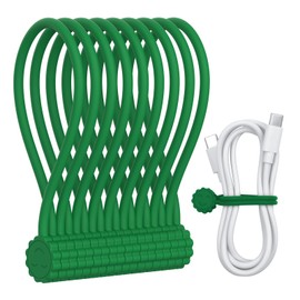 Rich&Ray Silicone Magnetic Twist Ties, Reusable Magnetic Ties for Bundling and Organizing Cable, Holding Stuff, Kitchen Magnets, Office Magnets or Just for Fun (Green, 9 pack)
