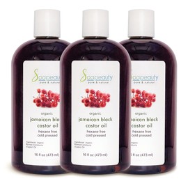 Soapeauty JAMAICAN BLACK CASTOR OIL Cold Pressed Unrefined | 100% Pure Natural Black Castor Oil Promotes Healthy Skin & Hair | Carrier Oil & Strengthens Nails | 48 fl oz (3 * 16 fl oz)