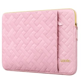 Lacdo Laptop Sleeve Case for 15 inch New MacBook Air M3 A3114 M2 A2941 2024-2023, 15 inch MacBook Pro A1990 A1707, Dell XPS 15 Plus Computer Laptop Bag with Accessory Pocket, Water-Resistant, Pink