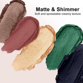 Boobeen Cream Eye Shadow Stick Pigmented, Matte Shimmer Eyeshadow Pencil with Applicator Sponge, Blendable Shadow Stick, Build Up Glamorous Eye Makeup