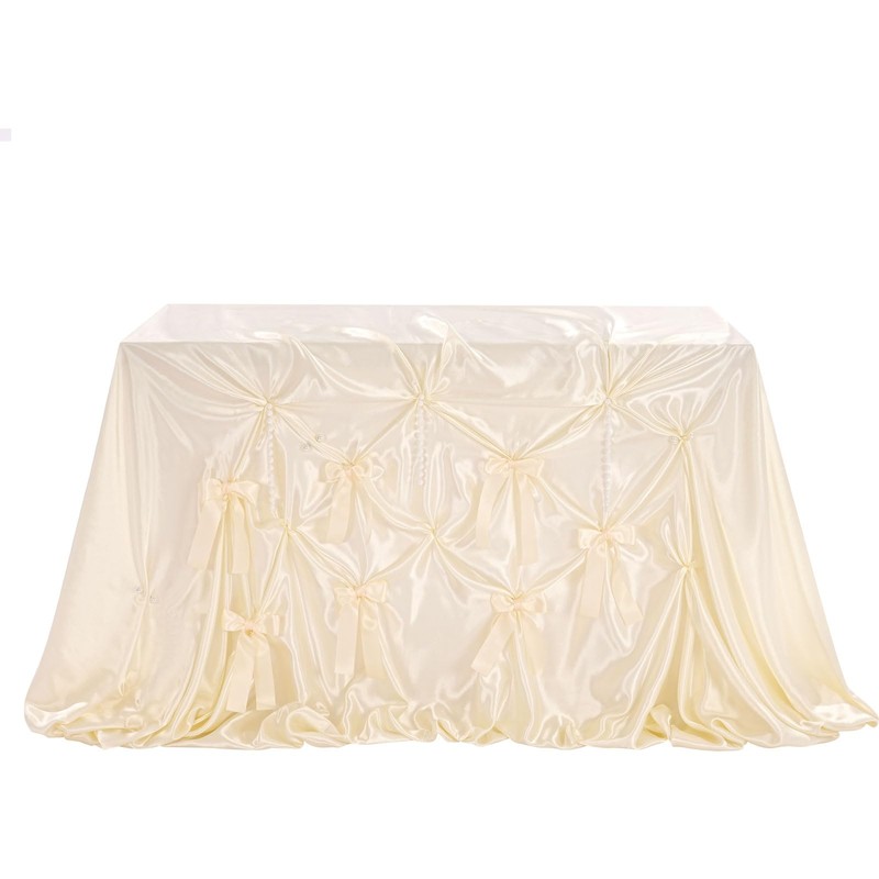 BrillShine Satin Tablecloth 90 x 90 Inch Cream Festive DIY