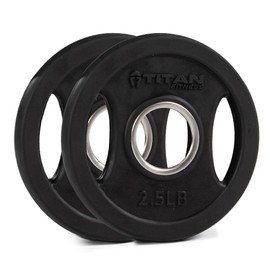 Titan Fitness 2.5 LB Pair Black Grip Plates, Cast Iron and Rubber Coating, Sold as a Pair