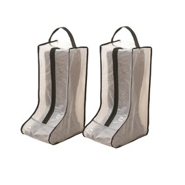 2 Set Boot Storage,Portable Short Boots and Tall Boots Storage or Protector Bag,Shoe Dust Bags,Shoe Sleeves for Travel,Clear Boots Cover,Shoes Packing Organizers for Adult Sneakers (Black Edge-Tall)