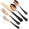 MDEALY 20-Piece Rose Gold and Black Silverware Set for 4