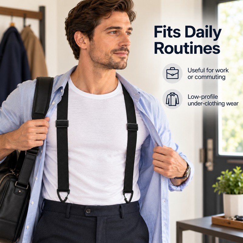 Hidden Suspenders for Men – 1.5-Inch Wide Y-Back Polyester Pants