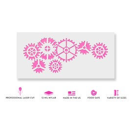 Gears Stencil Template for Walls and Crafts - Reusable Stencils for Painting in Small & Large Sizes
