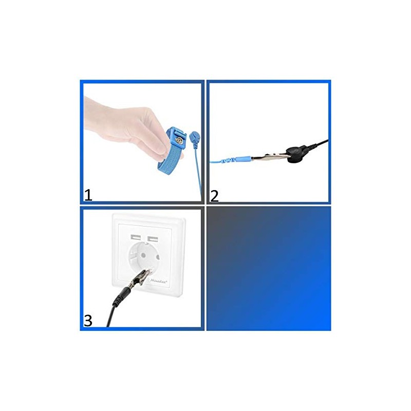 Minadax Anti-Static Grounding Band ESD Wrist Cuff Strap Adjustable with