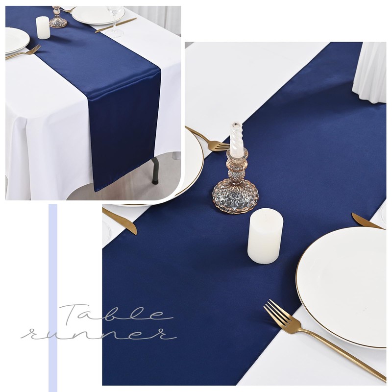 Teruntrue 10 Pack Navy Blue Table Runner 12 x 72