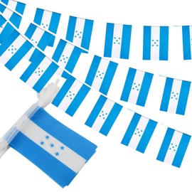 GSYLPFT Honduras Flags Honduran String Flag Banners for Patriotic Events Independence Day Sports Bars Inside Outside Decorations 33 Feet 30 Flags