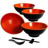 4 Ramen Bowls, 12 pieces Pho set. Red Black Ramen