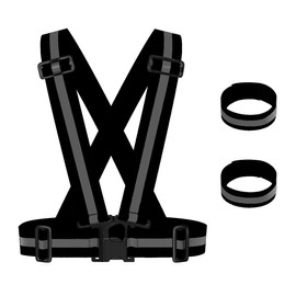 Maotrade 1 x High Visibility Cycling Vest and 2 x Reflective Tape with Velcro Fastening Adjustable Reflective Vest for Women Men Children Adults Jogging Running Motorcycle