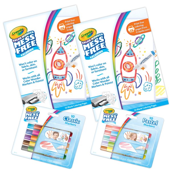 Crayola Color Wonder Mess Free Coloring Kit (120ct), Coloring Pages & Mini Markers, Holiday Gift for for Toddlers, Travel Activity
