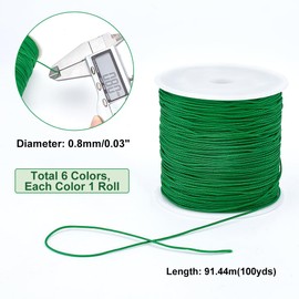 PandaHall 600 yards / 546 m Nylon Knot Cord 0.8 mm Bead Cord Bracelet Cord Green Wind Chime Thread for Spring St. Patrick Kumihimo Friendship Bracelet Jewellery Making Dream Catcher Christmas