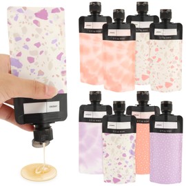 8 Pieces Travel Pouches for Toiletries, Refillable Travel Toiletry Bag, Lightweight and Portable, Suitable for Toiletries and Cosmetics Repackaging (Pink Liquid Bag)