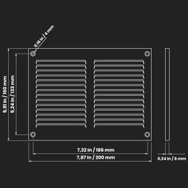 Repa Market 5-Pack Black Air Vent Cover 8" x 6" Inch (Outer Dimensions) - Steel Return Air Grilles - for Ceiling and Sidewall - HVAC - with Protection Screen (7.87" x 5.90" Inch)