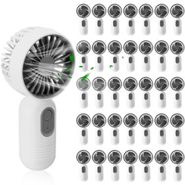 Rossesay Mini Portable Fan Bulk Cute Handheld Lightweight Small Little Personal Hand Eyelash Fan 3 Speeds USB Rechargeable for Women Men Indoor Outdoor Makeup Travel Camping(White, 36 Pcs)