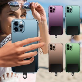 Cobee Cell Phone Lanyard Tether, 8pcs Replacement Patches with Metal Ring, Universal Tether for Most Smartphones (Black)