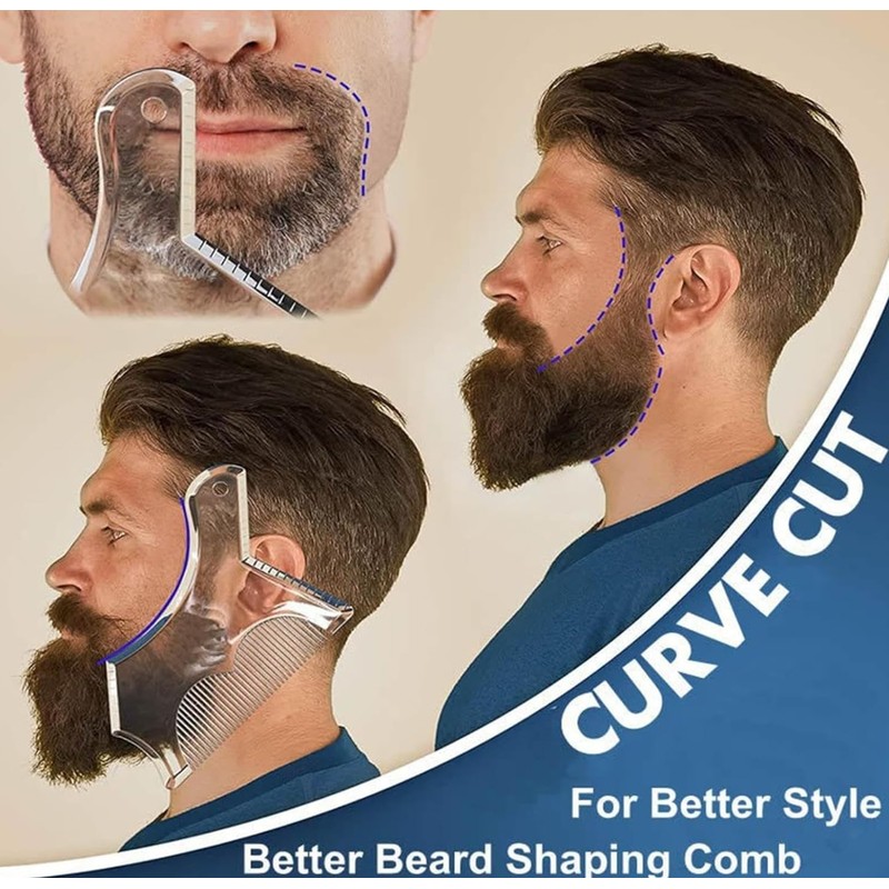 2 Pack | Beard Stencils for Goatee, Sideburns, Neck, Moustache