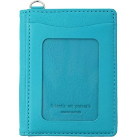 Slip-On Noir Pass Coin Case, Turquoise Blue A-NSL-3202 Genuine Leather Card Pass Case Coin Case
