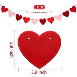 2 Pack Valentines Day Decorations - Heart Valentines Garland - Valentines Day Backdrop Banner Valentine's Day Accessories Party Favors for Door Wall Classroom School Home-Valentines Day Decor 3 Color