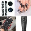 3 Boxes Black Nail Rhinestones with Fine Glitters Kit, 60Pcs