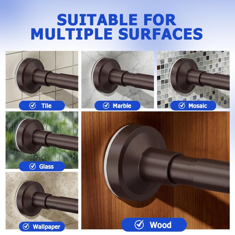 Bonpally Shower Curtain Rod, Adjustable 32-75 Inches Spring Tension Rod,