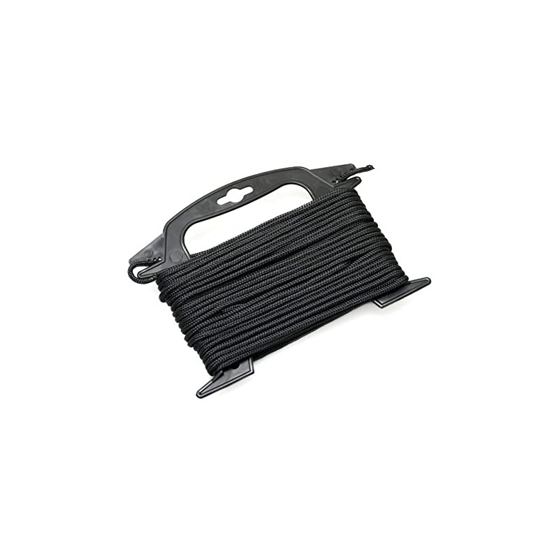 Anchoring Nylon Rope (Solid Black w/Winder, 75 Feet)