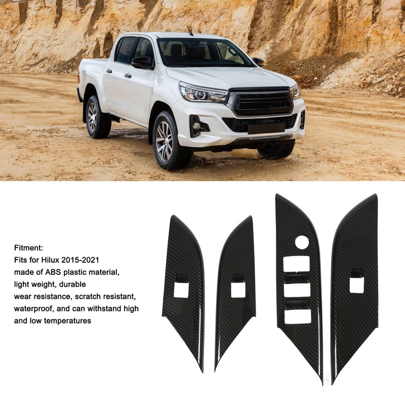 4 Pcs Door Window Control Panel Cover Carbon Fiber Style