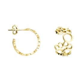 SOFIA MILANI - Women's Earrings 925 Silver - Circle Stud Hoop Earrings, Yellow Gold, No Gemstone