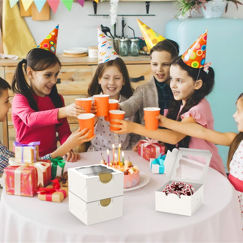 Reynards 60 Pcs Cookie Boxes 4x4x2.5 Inche, White Bakery Boxes