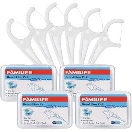FAMILIFE Dental Floss Picks 240 Picks Threader Flosser with 4 Travel Cases, flossing
