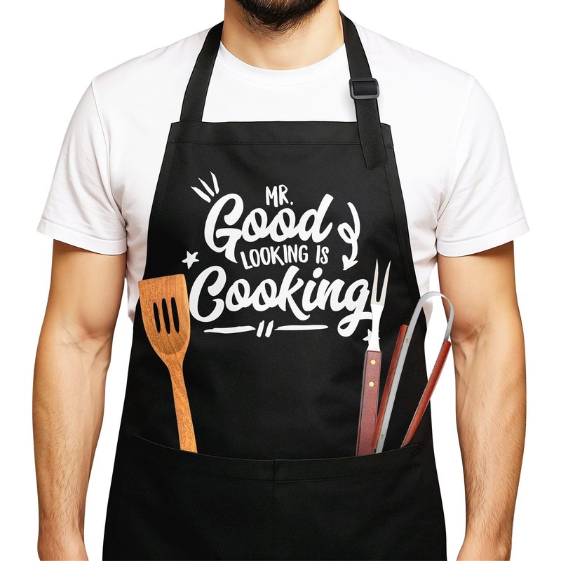 MoonWorks Men's BBQ Apron Grill King Apron for Men Crown,