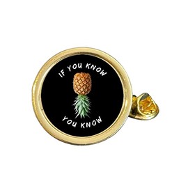 Upside Down Pineapple If You Know You Know Gold Plated Lapel Pin Badge in Bag