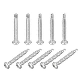 sourcing map #14-2" Self Drilling Screws, 30pcs 410 Stainless Steel Phillips Pan Head Self Tapping Screws for Wood Plastic