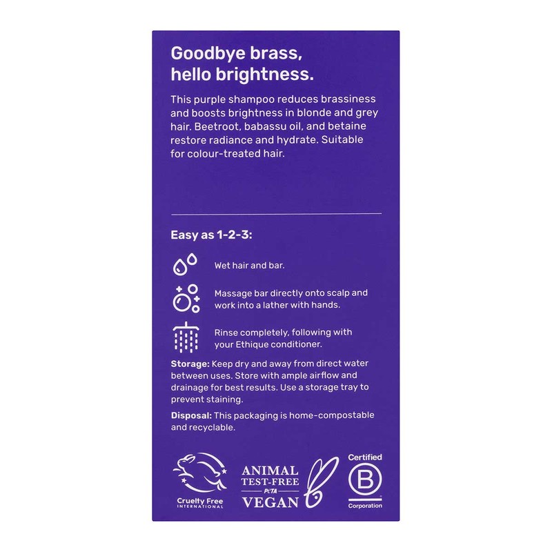 Ethique Purple Solid Shampoo for Blonde & Grey Hair, 110g