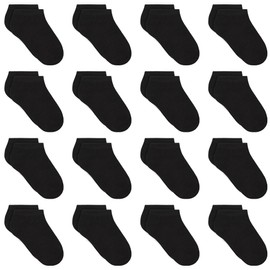 GENTABY Kids Trainer Socks Boys Girls - Black White Toddler Ankle Socks16 Pairs Low Cut Athletic Socks Sports Running for 7-10 Years Boys School Durable Socks