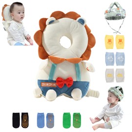 Toddler Baby Protection Backpack - Toddler Safety for Crawling, Walking, Running - Adjustable Pad - with 3 Baby Knee Pads and 3 Socks - Fall Back Head Protector