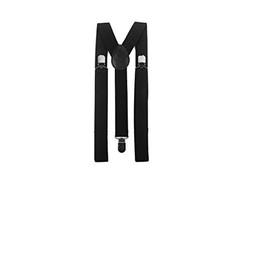 ADJUSTABLE BRACES MENS WOMENS UNISEX TROUSER ELASTIC Y-BACK SUSPENDERS CLIPON (Black)