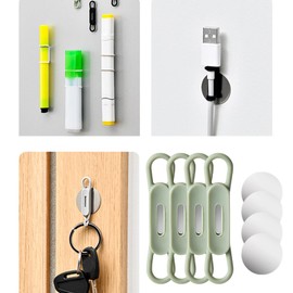 MEELYHOME 4 Pcs Magnetic Pen Holder for Desk, Refrigerator, Whiteboard, Silicone Pen Holder for Desk, Desk Marker Holder, grey