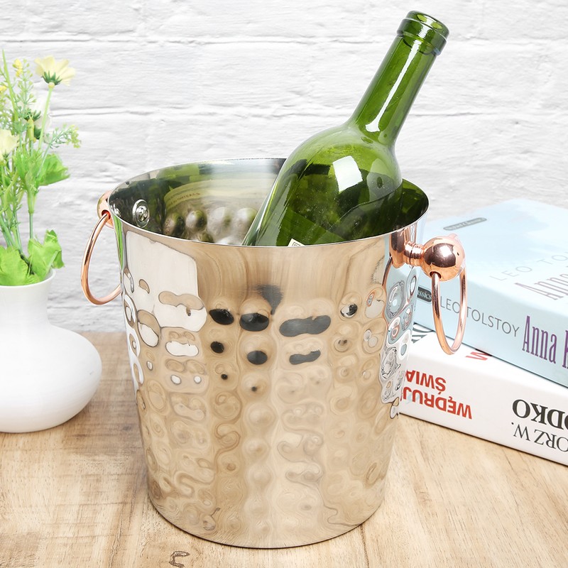 3L Portable Stainless Steel Ice Bucket Container Champagne Barrel with