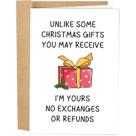 Romantic Christmas Card for Husband Wife, Funny Christmas Card from Girlfriend Boyfriend, Sweet Christmas Card for Him Her, I'm Yours No Exchanges No Refunds