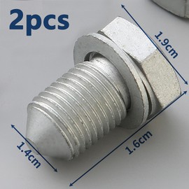 Pack of 2 Oil Drain Plug, Drain Plug, Oil Drain Plug, Sealing Ring, Oil Plug, Oil Drain Plug with Washer Thread, M14 Length, Compatible with VW Golf