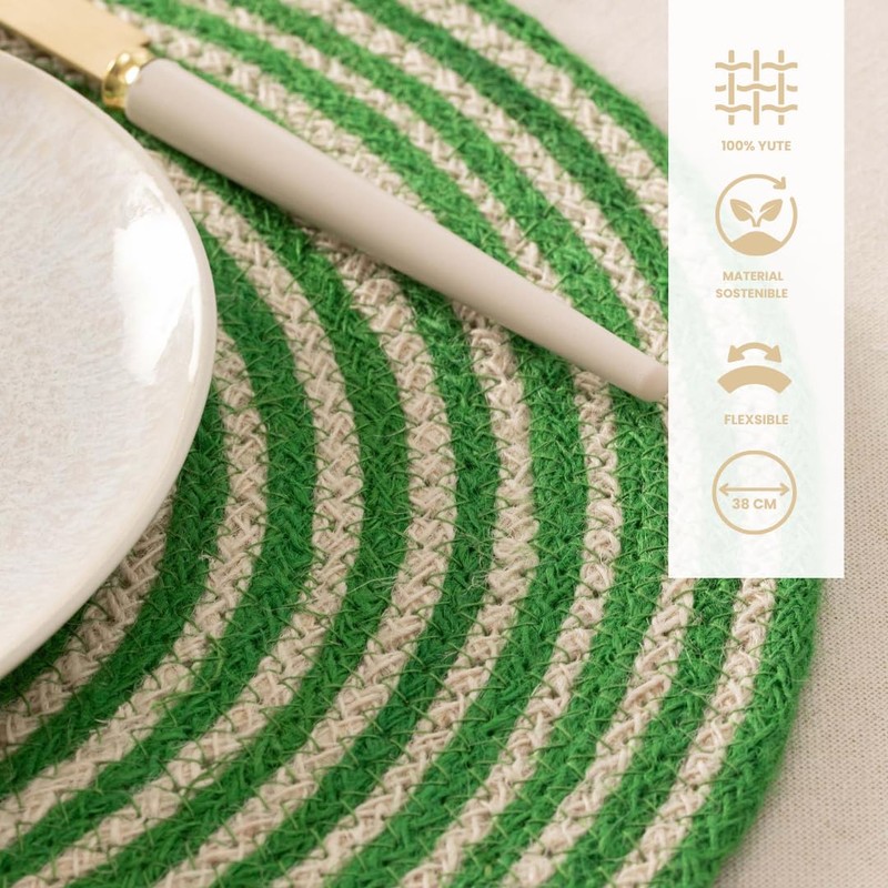 Round Placemats, Jute Placemat, Natural Handmade, 38 x 38 cm,