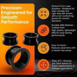 SplashNColor Pulley Wheel Replacement Compatible with Glowforge Laser Carriage Belt Right Side Wheel - Durable Pulley with Non-Conforming Groove - Durable ABS Material - 5 Pack - Black