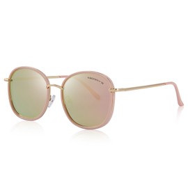 MERRY'S Polarized Sunglasses for Women Retro Oversized Goggles Sun Glasses Metal Temple S6108 (Pink, 53)