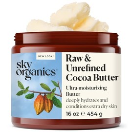 Sky Organics Sky Organics Cocoa Butter for Body, 100% Raw & Unrefined Ultra-Moisturizing Butter to Deeply Hydrate & Condition Skin, Promotes Smooth Skin Tone & Texture, Suitable for Tight or Extra Dry Skin, 16 Oz.