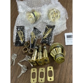 Schlage 3 Pack Defiant Single-Cylinder Deadbolt Bright Brass Finish Keyed Alike